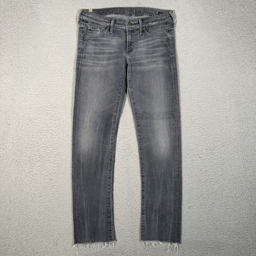 Citizens Of Humanity Pants Womens 27x26 Gray Racer Skinny Fit Raw Hem Stretch US